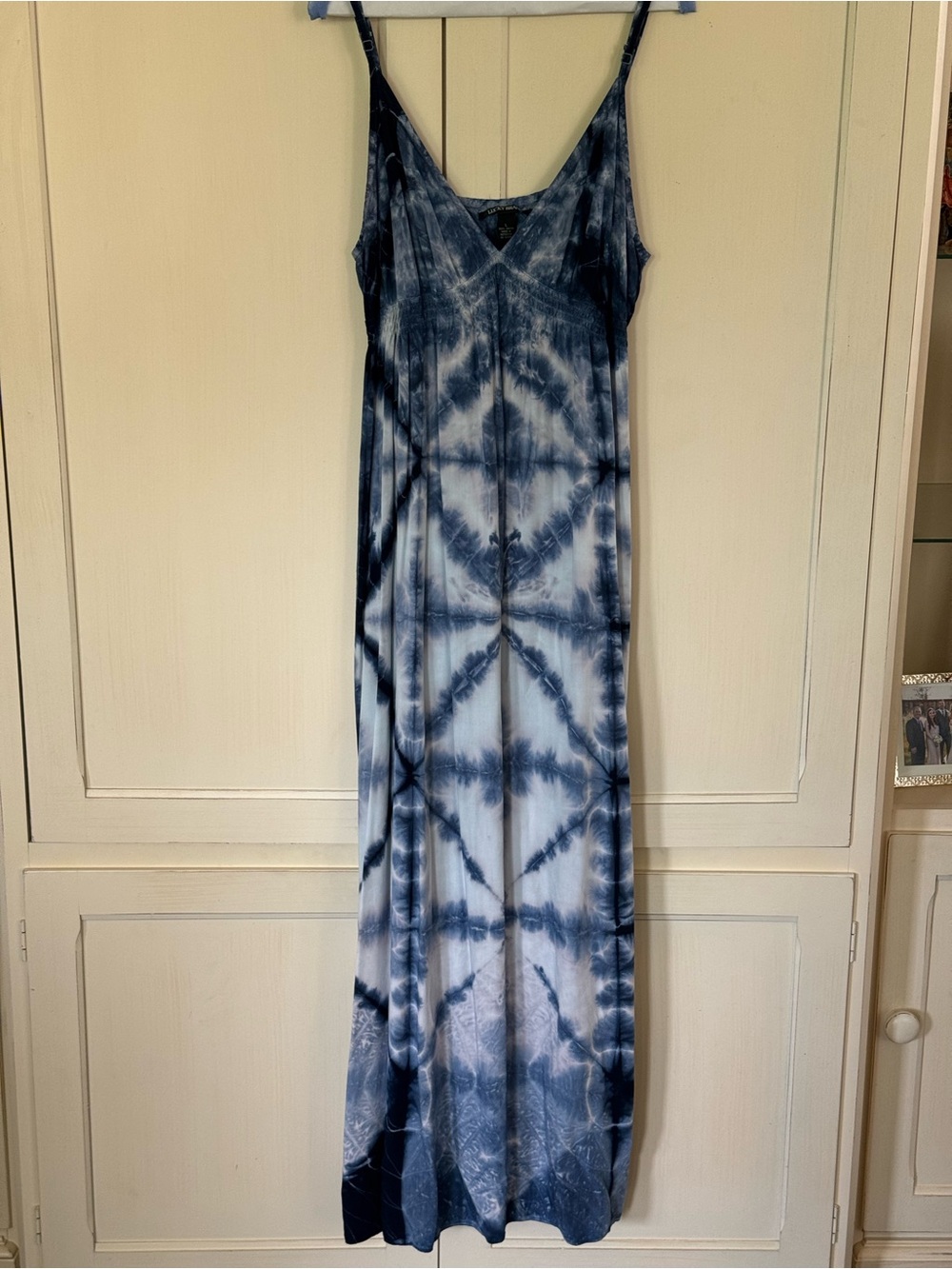 Lucky Brand Blue Tie Dye Maxi Dress. Size Large